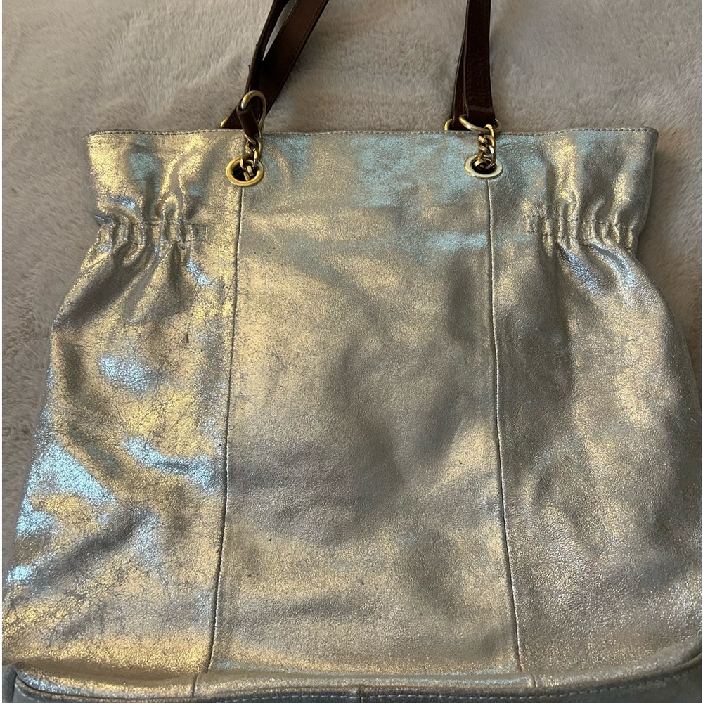 Cynthia Rowley gold metallic leather purse